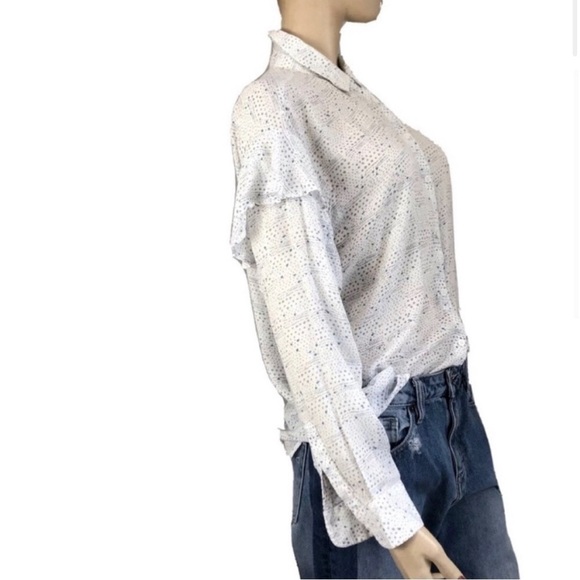 TWO BY VINCE CAMUTO White Ruffled High-Low Button Down Shirt - Picture 4 of 14